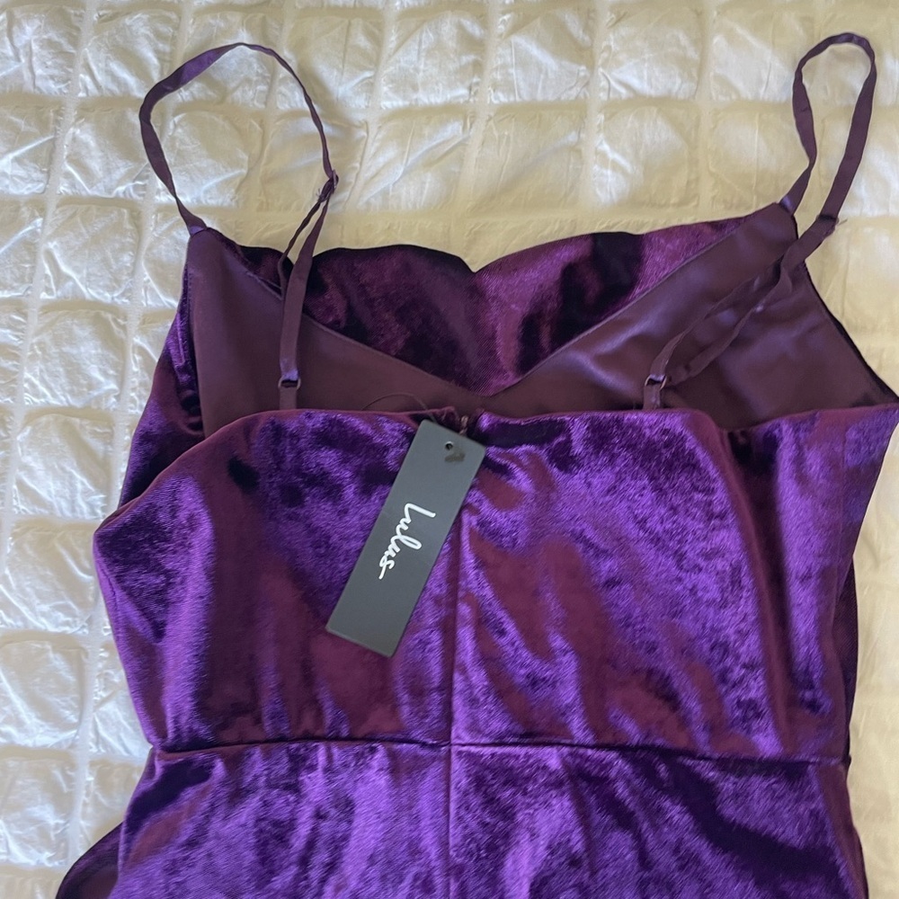 Lulu's Gotta Shine Deep Purple Velour Midi Dress - Picture 7 of 14